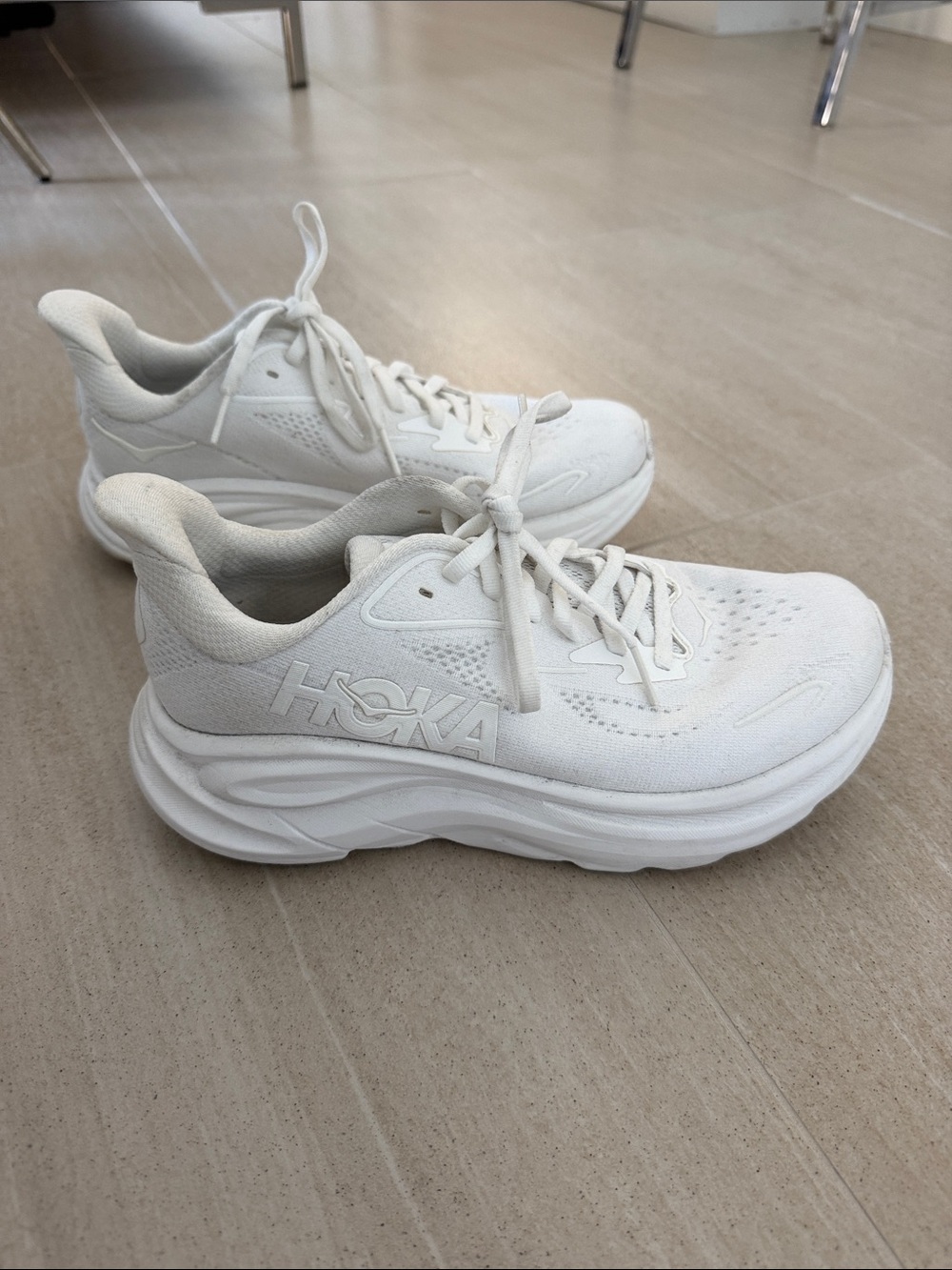 Hoka Women's Clifton White Cushioned Running Shoes. Worn once